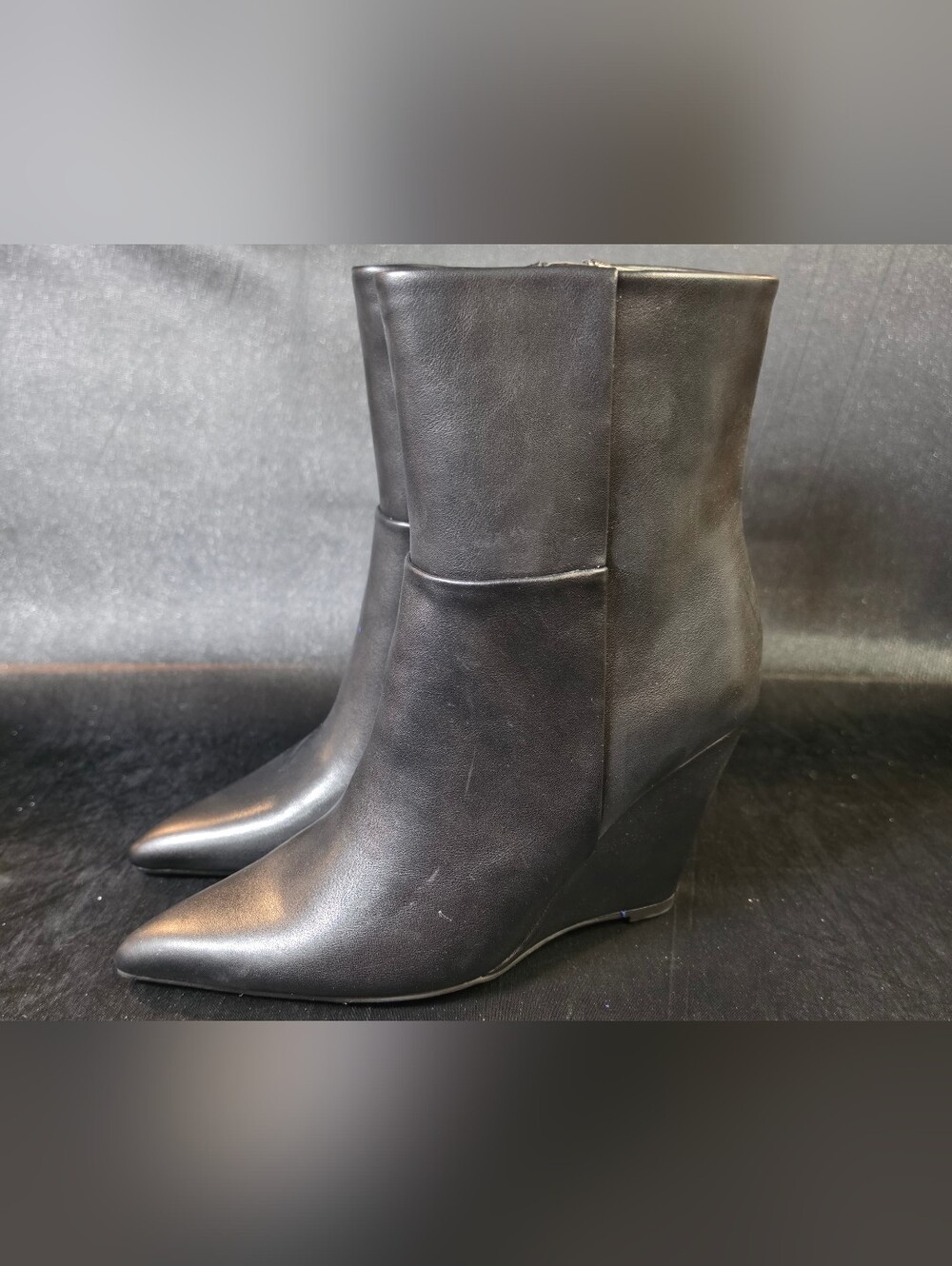 The Drop Gina Black Wedge Ankle Boots Womens Size 7 Pointed Toe Booties NWT